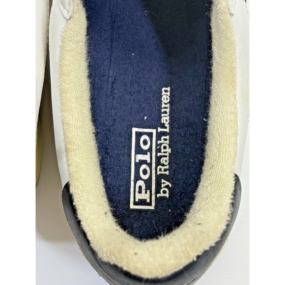 Polo Ralph Lauren White Court Suede & Leather Sneakers Shoes Men's Sz 8.5D - Picture 6 of 8